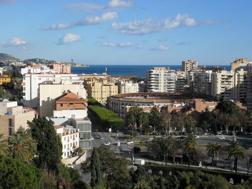 Blick von der Alcazaba in Málaga in Andalusien